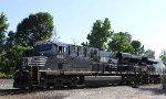 NS 8131 leads train 218 down the yard lead